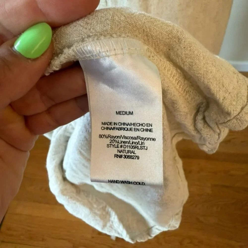 Thread & Supply Linen Blend Women's Cream Beige Racerback Maxi Dress Size Medium - Picture 5 of 8